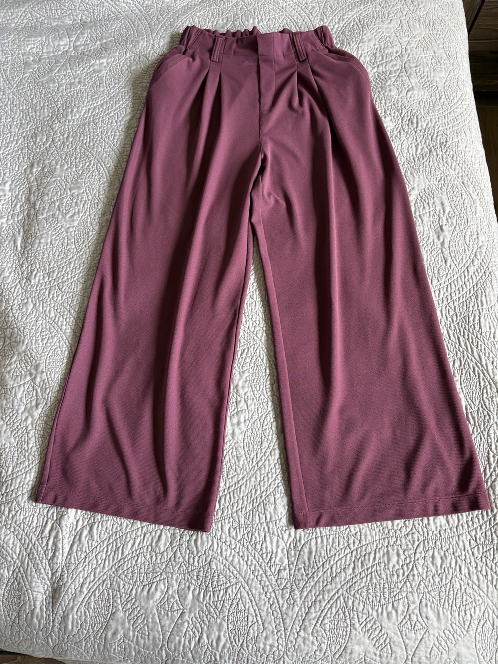 HALARA Wide-Leg Waffle Trousers in Purple